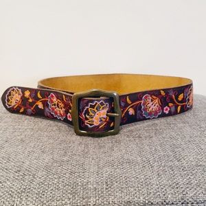 Lucky Brand Bohemian Embroidered Leather Belt